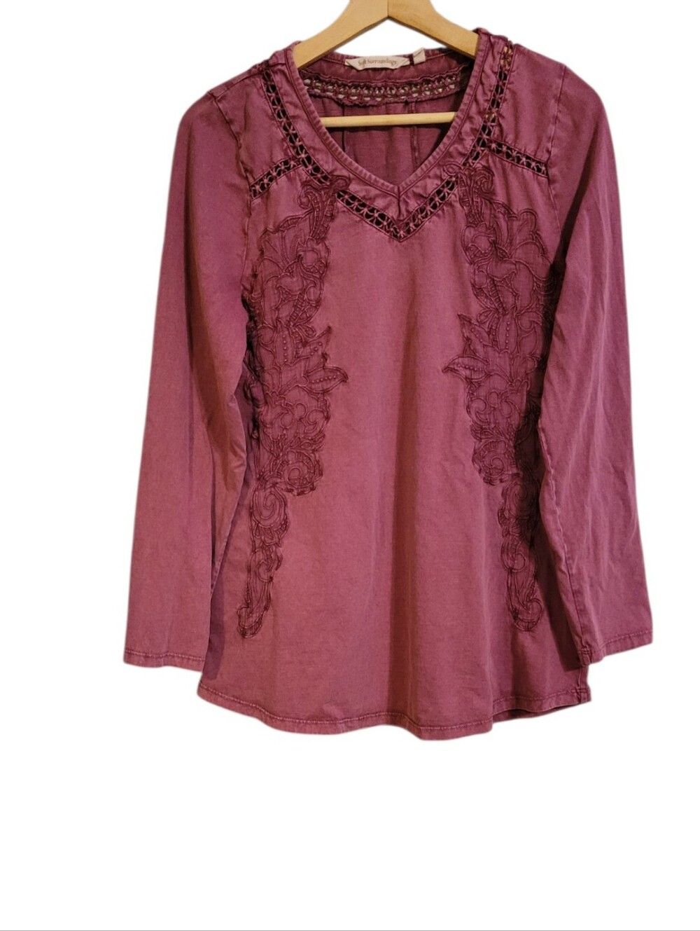 Soft Surroundings Floral Embroidered Tunic Top
